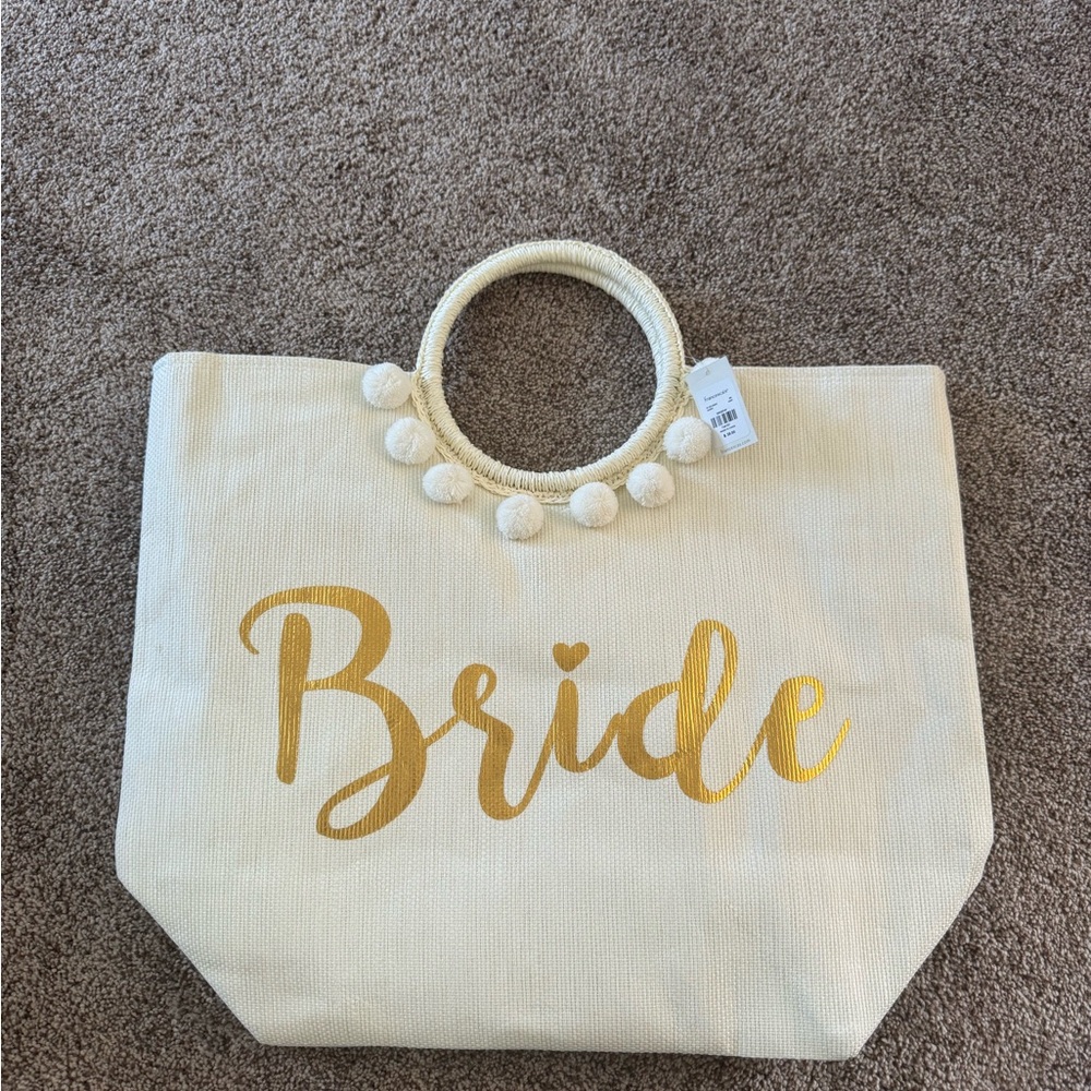 Bride Cream and Gold Tote Bag